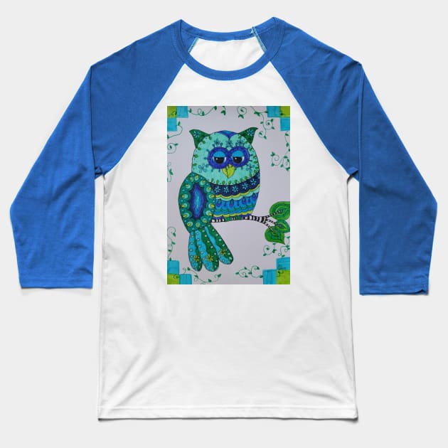 Cool owl Baseball T-Shirt by Waterink Studio